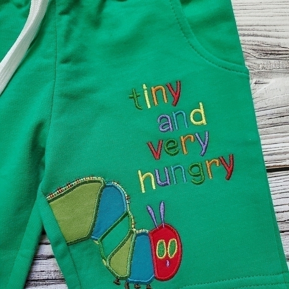 The Very Hungry Caterpillar Embroidered T-Shirt Shorts Outfit Strawberry Picking - Picture 6 of 9